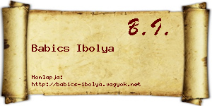 Babics Ibolya névjegykártya